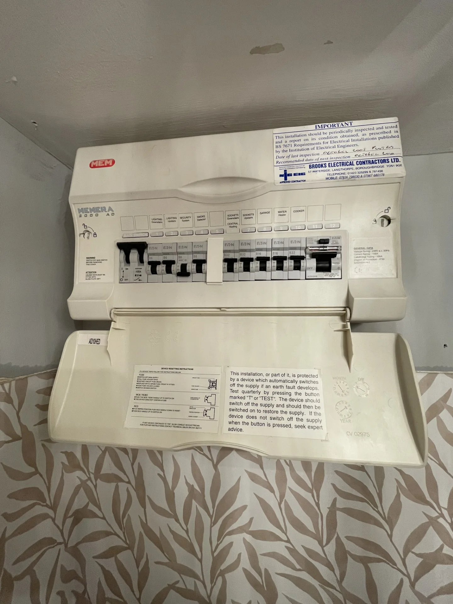 Completed consumer unit replacement ready for testing
